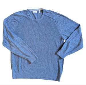 Izod Men's Crew Neck Sweater Blue Ribbed Cotton Nylon Wool XL Flaw